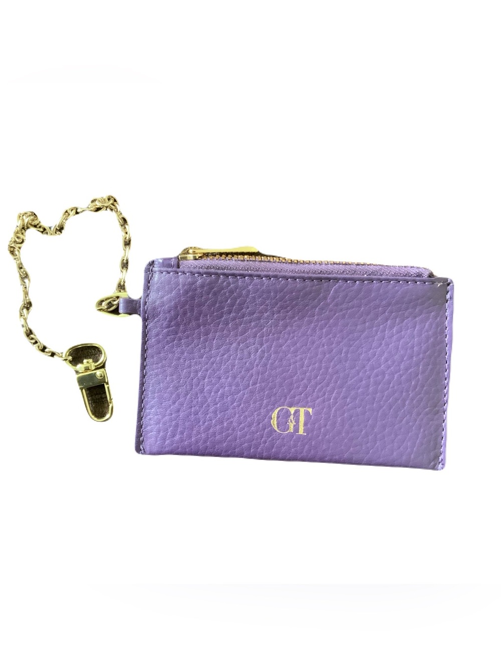 Mark and Graham Lavender Pebbled Leathr Monogram Card Pouch